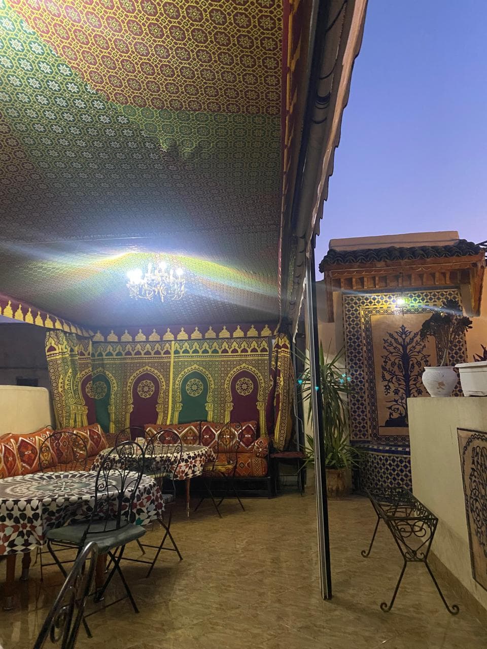 Beautiful rooftop restaurant terrace with city views at Benyamna Restaurant