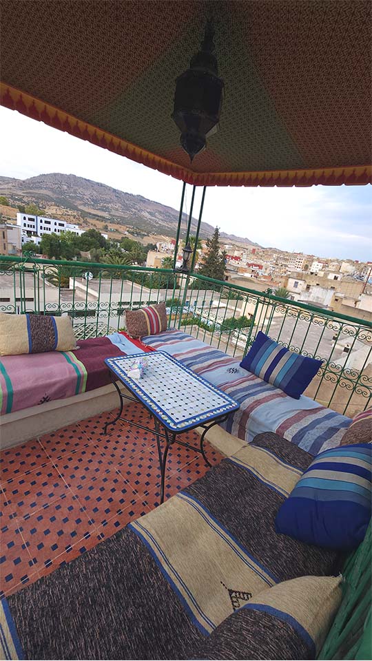 Sunset rooftop view from Benyamna Restaurant Fes