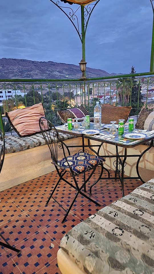 Panoramic rooftop view at Benyamna Restaurant Fes